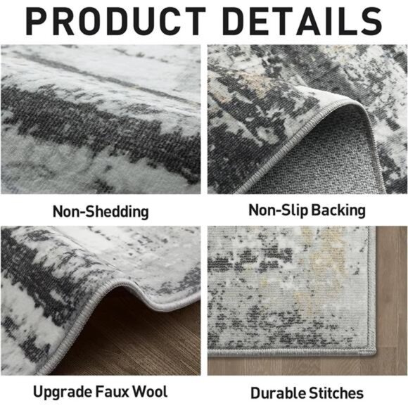 5x7 Area Rugs Washable Rug: Modern Abstract Living Room Rug Soft Anti-Skid Thin - Picture 5 of 7